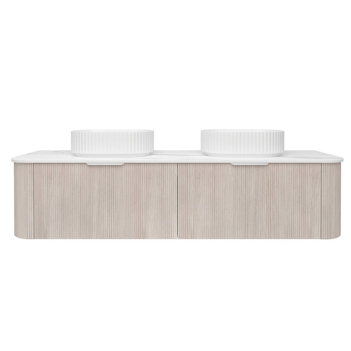 600-1800*500mm POS Bronte Coastal Oak Woodgrain thermolaminated V-Groove Fluted Bathroom Cabinet Wall Hung Vanity