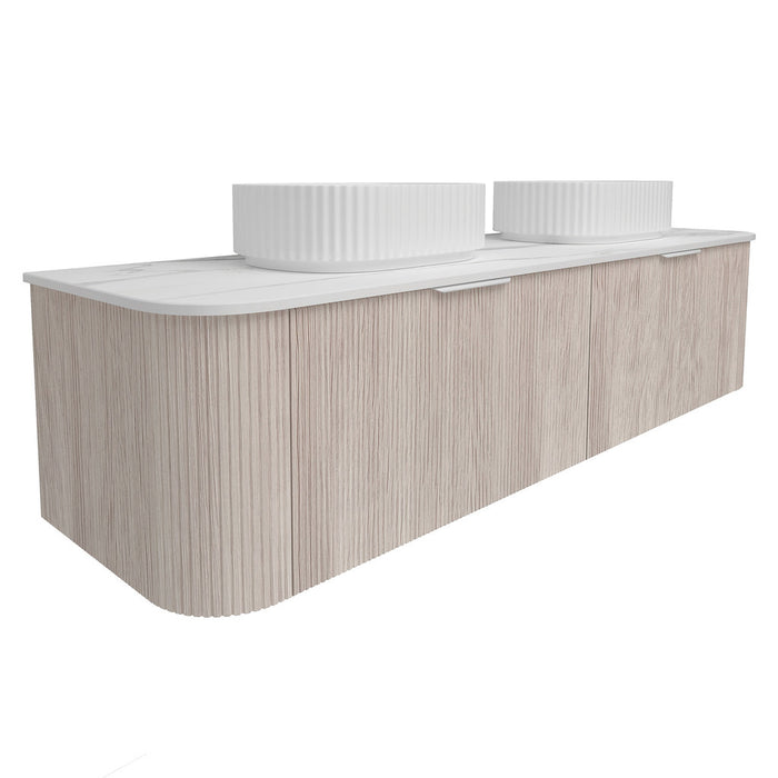 600-1800*500mm POS Bronte Coastal Oak Woodgrain thermolaminated V-Groove Fluted Bathroom Cabinet Wall Hung Vanity
