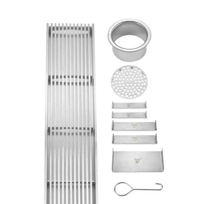 2400mm Somer 316 Stainless Steel Silver DIY Wide Linear Floor Grate Drain For Outdoor Swimming Pools (No Outlet)