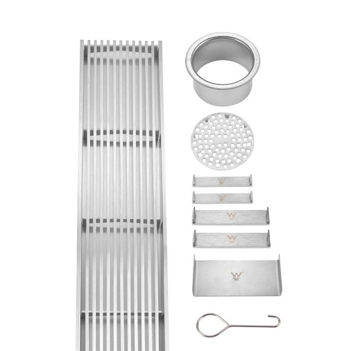 600-3000mm Somer Silver DIY Wide Linear Floor Grate Grill Drain (No Outlet)