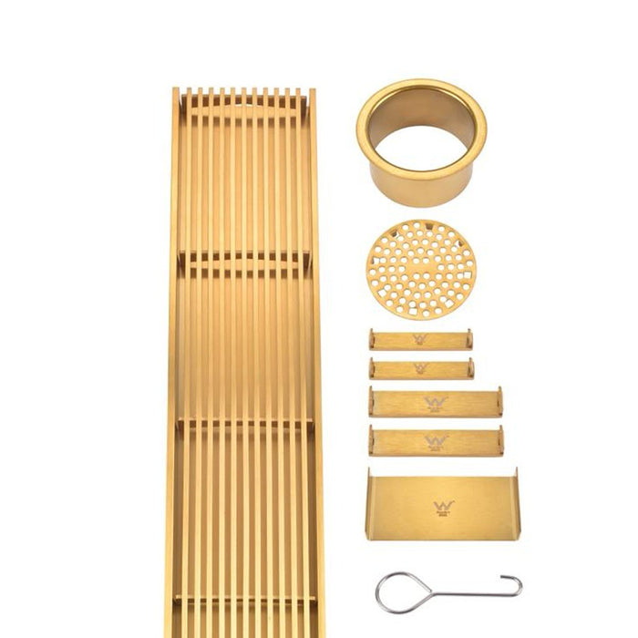 600-3000mm Somer Brushed Gold DIY Grill Drain Floor Waste (No Outlet)