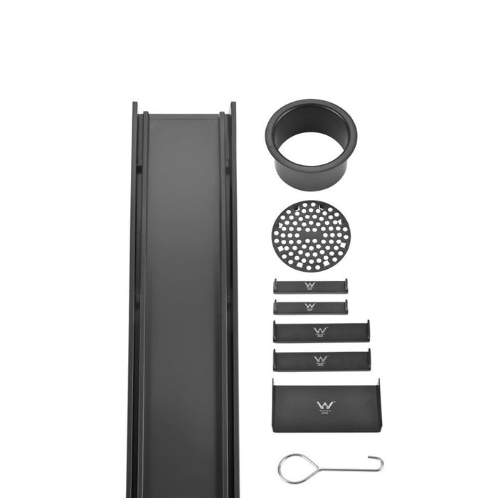 600-3000mm Somer Matte Black DIY Tile Insert Floor Grate Tile Insert Drain (No Outlet)