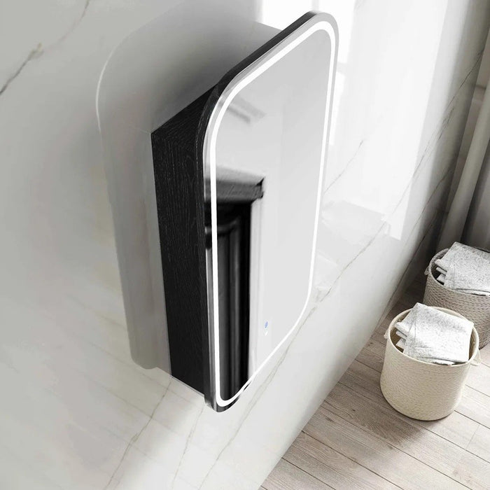 900-1500*750mm Otti Newport Matt White/Natural Oak/Black Oak Glass Moisture Resistant Plywood Rectangle LED Shaving Cabinet