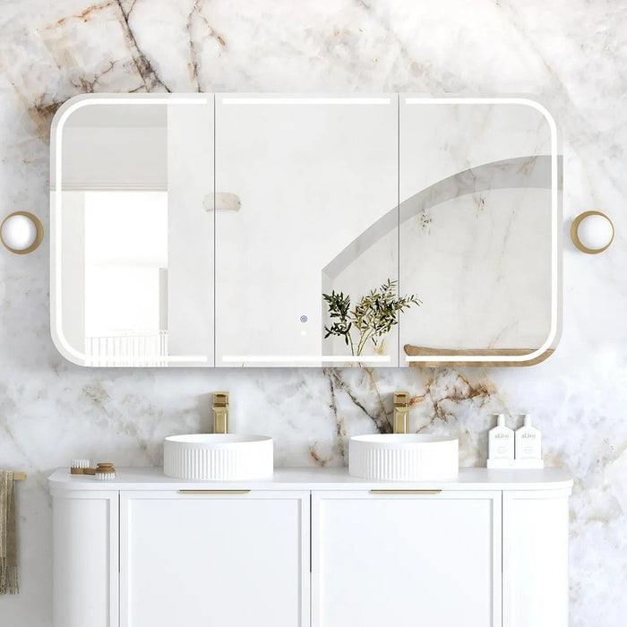 900-1500*750mm Otti Newport Matt White/Natural Oak/Black Oak Glass Moisture Resistant Plywood Rectangle LED Shaving Cabinet