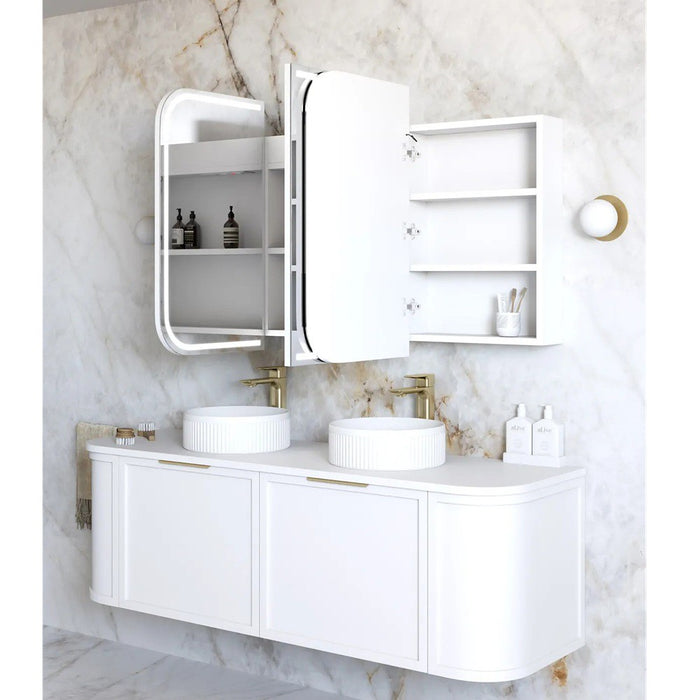 900-1500*750mm Otti Newport Matt White/Natural Oak/Black Oak Glass Moisture Resistant Plywood Rectangle LED Shaving Cabinet