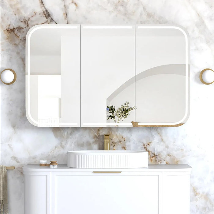 900-1500*750mm Otti Newport Matt White/Natural Oak/Black Oak Glass Moisture Resistant Plywood Rectangle LED Shaving Cabinet