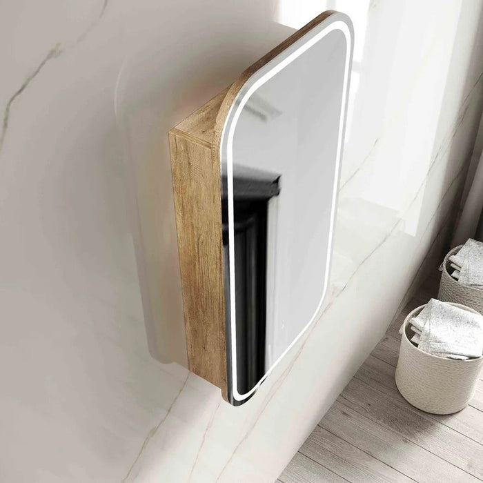900-1500*750mm Otti Newport Matt White/Natural Oak/Black Oak Glass Moisture Resistant Plywood Rectangle LED Shaving Cabinet