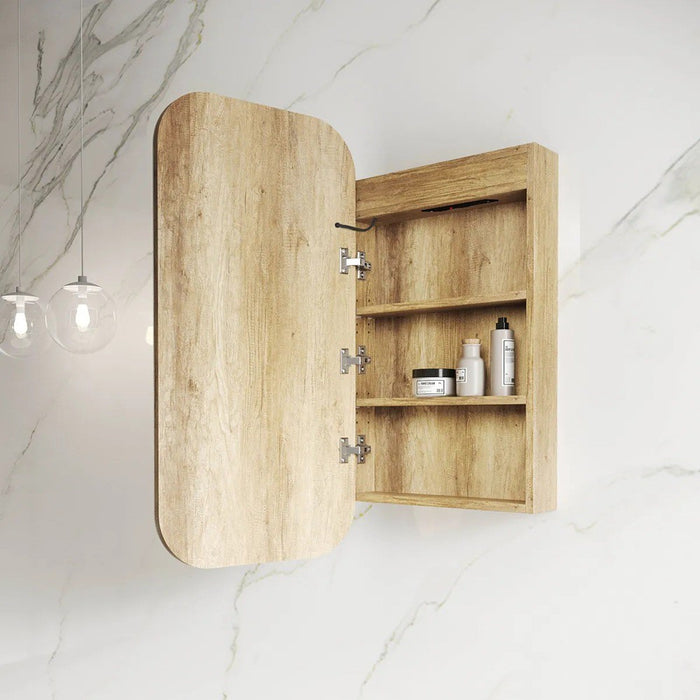 900-1500*750mm Otti Newport Matt White/Natural Oak/Black Oak Glass Moisture Resistant Plywood Rectangle LED Shaving Cabinet