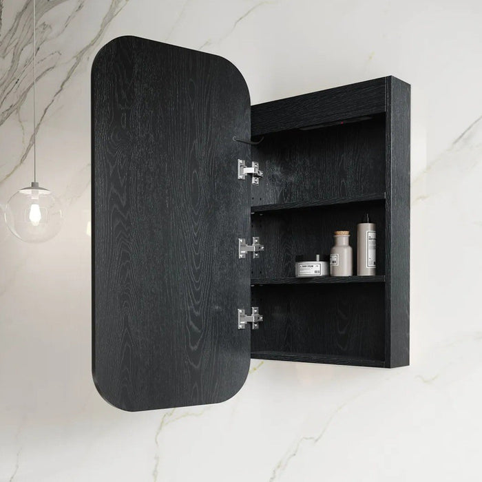 900-1500*750mm Otti Newport Matt White/Natural Oak/Black Oak Glass Moisture Resistant Plywood Rectangle LED Shaving Cabinet