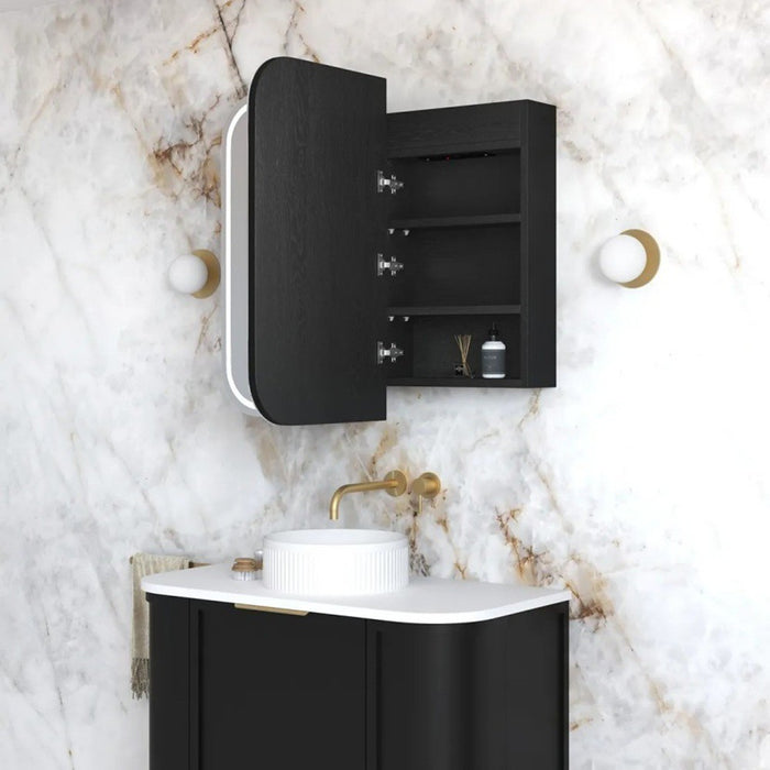 900-1500*750mm Otti Newport Matt White/Natural Oak/Black Oak Glass Moisture Resistant Plywood Rectangle LED Shaving Cabinet