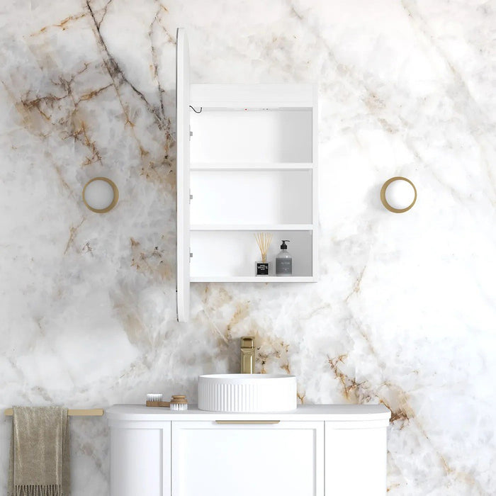 900-1500*750mm Otti Newport Matt White/Natural Oak/Black Oak Glass Moisture Resistant Plywood Rectangle LED Shaving Cabinet