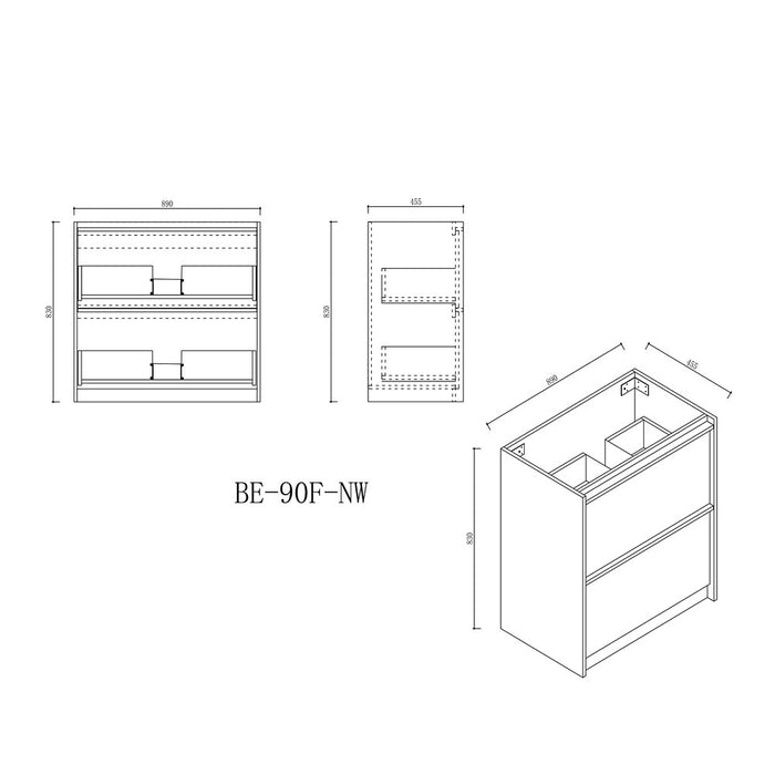 600-1200*455*830mm Mercio Bella Notaio Walnut Freestanding Vanity