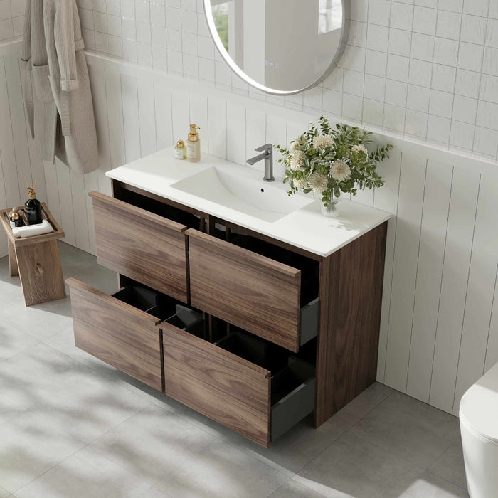 600-1200*455*830mm Mercio Bella Notaio Walnut Freestanding Vanity