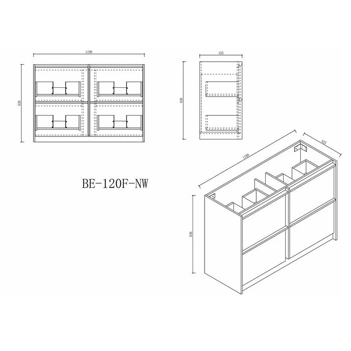 600-1500*455*830mm Mercio Bella Notaio Walnut Freestanding Vanity