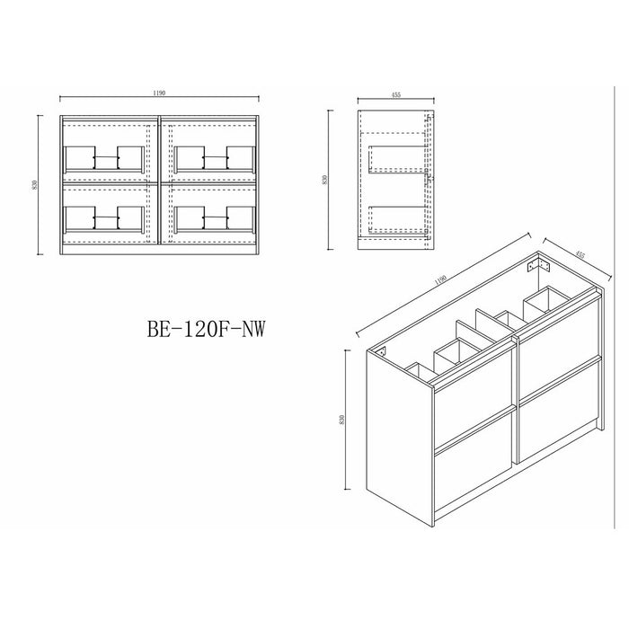 600-1200*455*830mm Mercio Bella Notaio Walnut Freestanding Vanity
