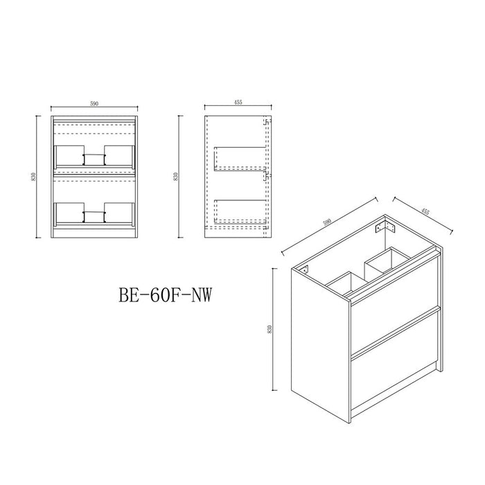 600-1200*455*830mm Mercio Bella Notaio Walnut Freestanding Vanity