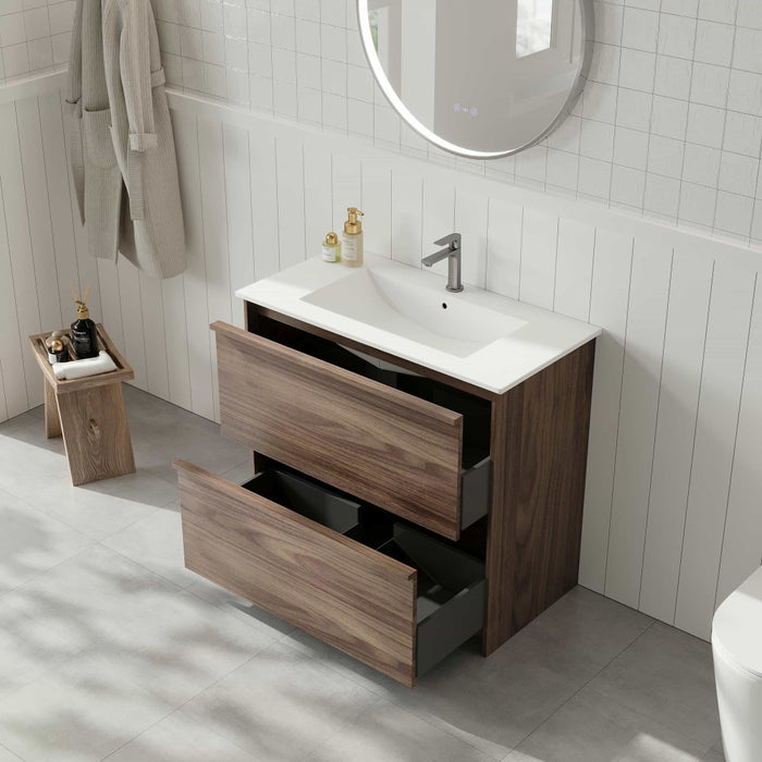600-1200*455*830mm Mercio Bella Notaio Walnut Freestanding Vanity