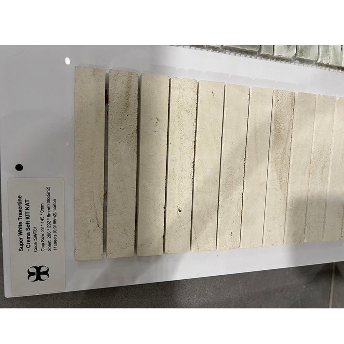 286*292*8mm Trinity SUPER WHITE TRAVERTINE HONED CREMA SOFT KIT KAT 0.9186M2/Ctn