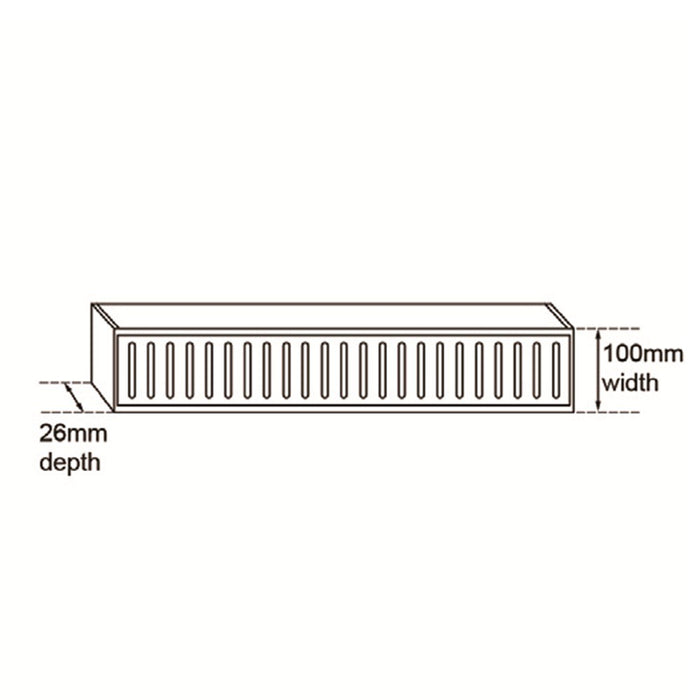 300-5600*26*100mm Aquaperla Brushed Gold Ezy UV Stable Anodised Aluminium Flow Floor Grate