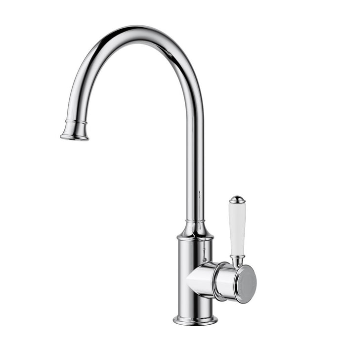 ACL Clasico Chrome/Brushed Nickel/Matt Black/Brushed Gold DZR Brass Ceramic Handle Gooseneck Sink Mixer