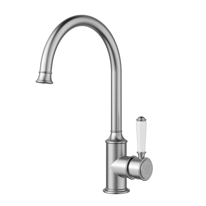 ACL Clasico Chrome/Brushed Nickel/Matt Black/Brushed Gold DZR Brass Ceramic Handle Gooseneck Sink Mixer