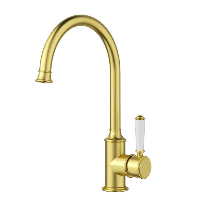 ACL Clasico Chrome/Brushed Nickel/Matt Black/Brushed Gold DZR Brass Ceramic Handle Gooseneck Sink Mixer