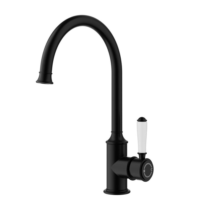 ACL Clasico Chrome/Brushed Nickel/Matt Black/Brushed Gold DZR Brass Ceramic Handle Gooseneck Sink Mixer