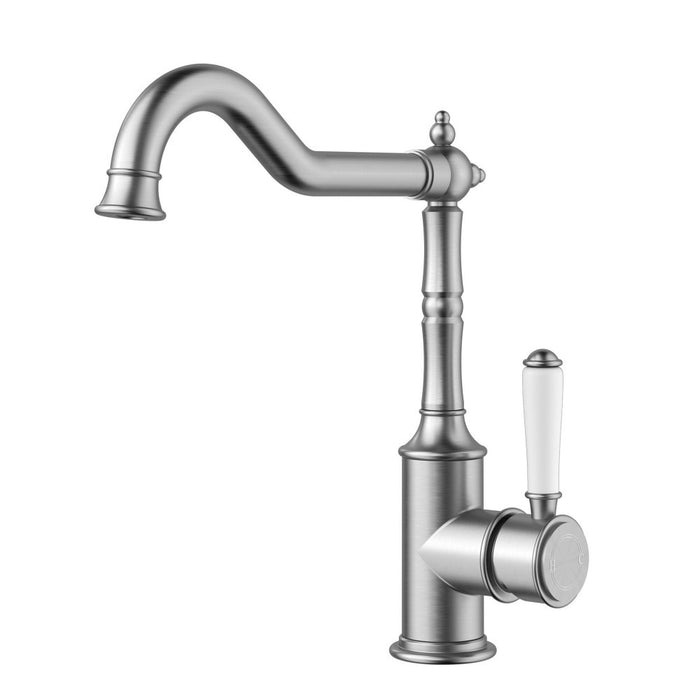 ACL Clasico Chrome/Brushed Nickel/Matt Black/Brushed Gold DZR Brass Ceramic Handle Sink Mixer Hook Spout