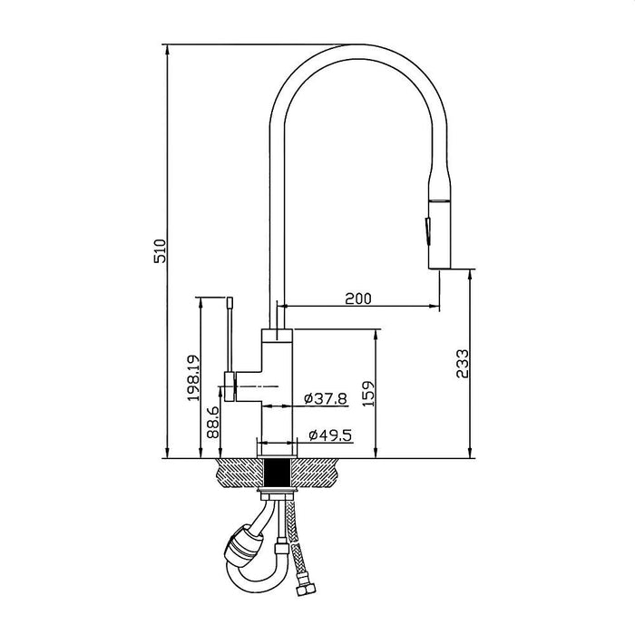 ACL Aziz Chrome/Brushed Nickel/Matt Black/Brushed Gold/Chrome & Matt Black Brass Pull-out Sink Mixer
