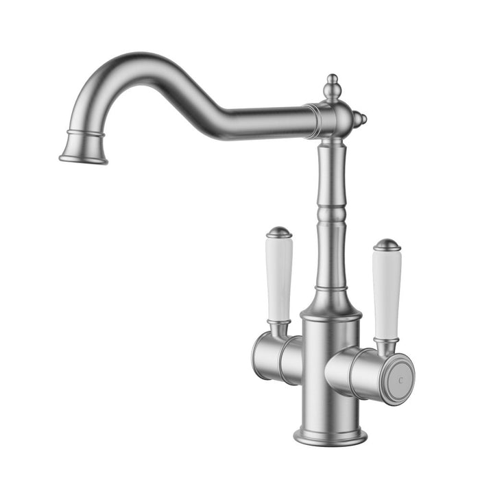 ACL Clasico Chrome/Brushed Nickel/Matt Black/Brushed Gold Brass Ceramic Twin Handle Sink Mixer