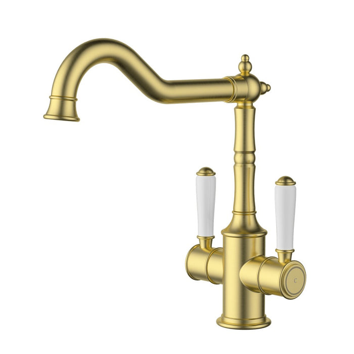 ACL Clasico Chrome/Brushed Nickel/Matt Black/Brushed Gold Brass Ceramic Twin Handle Sink Mixer