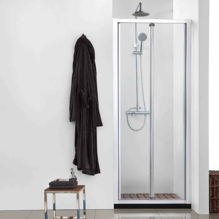 700-820*2000mm Covey Chrome/Black 6mm Tempered Toughen Glass Semi-Frameless Bi-Fold Swing Door Shower Screens