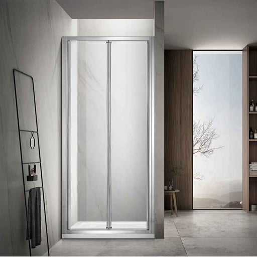 700-820*2000mm Covey Chrome/Black 6mm Tempered Toughen Glass Semi-Frameless Bi-Fold Swing Door Shower Screens