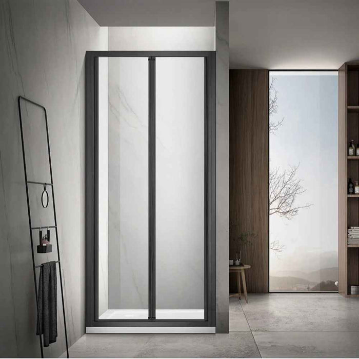 700-820*2000mm Covey Chrome/Black 6mm Tempered Toughen Glass Semi-Frameless Bi-Fold Swing Door Shower Screens