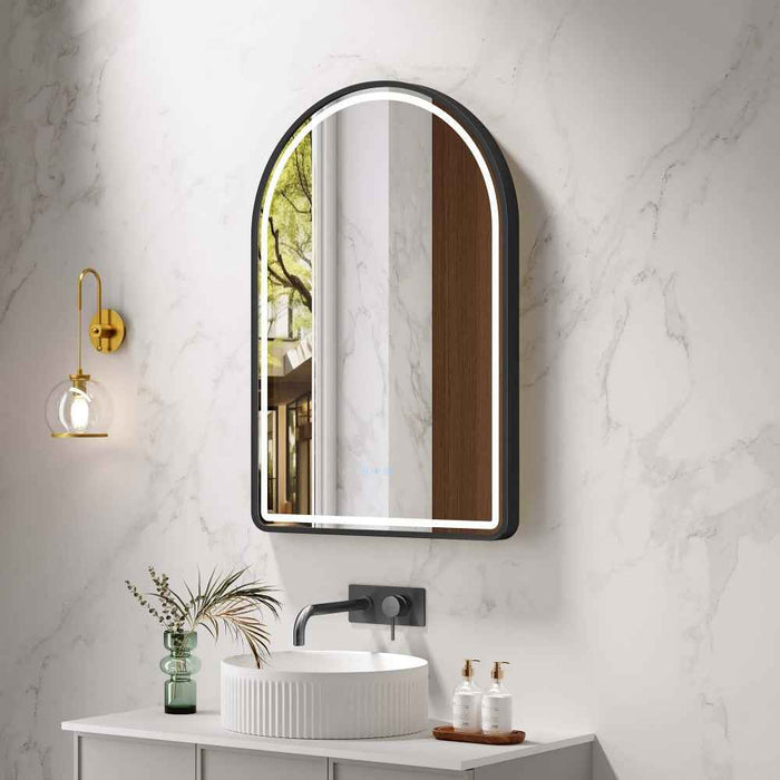 600*900mm Mercio Venus Brushed Gold/Brushed Nickel/Gun Metal/Matt Black Arch Frame Motion Sensor LED Mirror