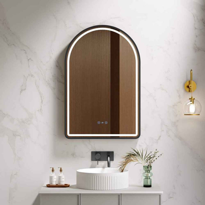 600*900mm Mercio Venus Brushed Gold/Brushed Nickel/Gun Metal/Matt Black Arch Frame Motion Sensor LED Mirror