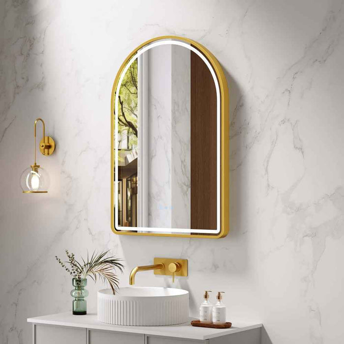 600*900mm Mercio Venus Brushed Gold/Brushed Nickel/Gun Metal/Matt Black Arch Frame Motion Sensor LED Mirror