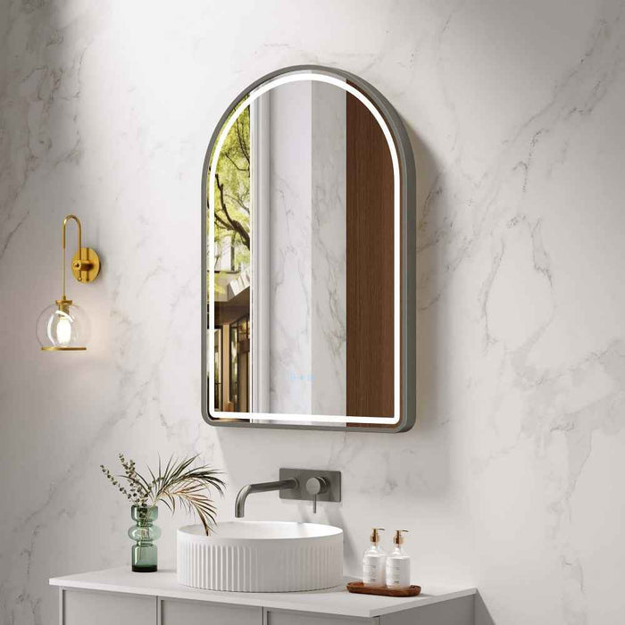 600*900mm Mercio Venus Brushed Gold/Brushed Nickel/Gun Metal/Matt Black Arch Frame Motion Sensor LED Mirror