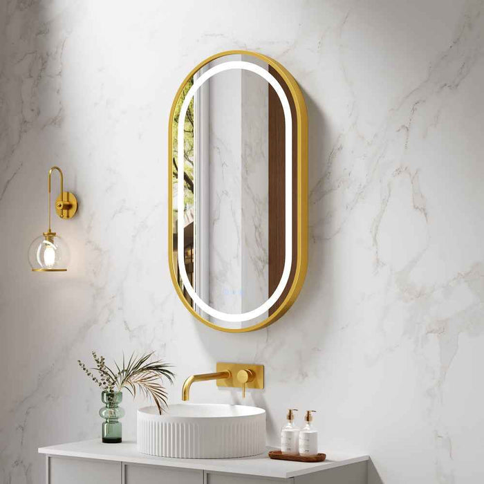 500*900mm Mercio Venus Brushed Gold/Brushed Nickel/Gun Metal/Matt Black Oval Frame Motion Sensor LED Mirror