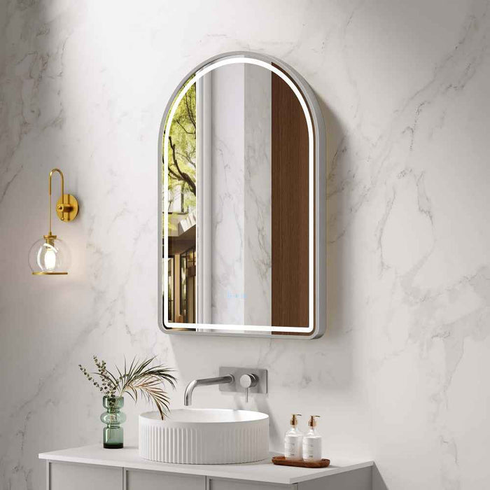600*900mm Mercio Venus Brushed Gold/Brushed Nickel/Gun Metal/Matt Black Arch Frame Motion Sensor LED Mirror