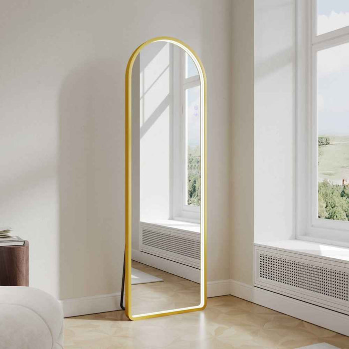500*1600mm Mercio Saga Brushed Gold/Brushed Nickel/Gun Metal/Matt Black Arch Frame Freestanding & Wall Mounted LED Mirror