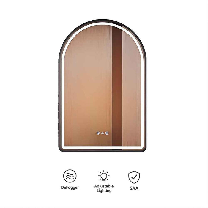 600*900mm Mercio Venus Brushed Gold/Brushed Nickel/Gun Metal/Matt Black Arch Frame Motion Sensor LED Mirror
