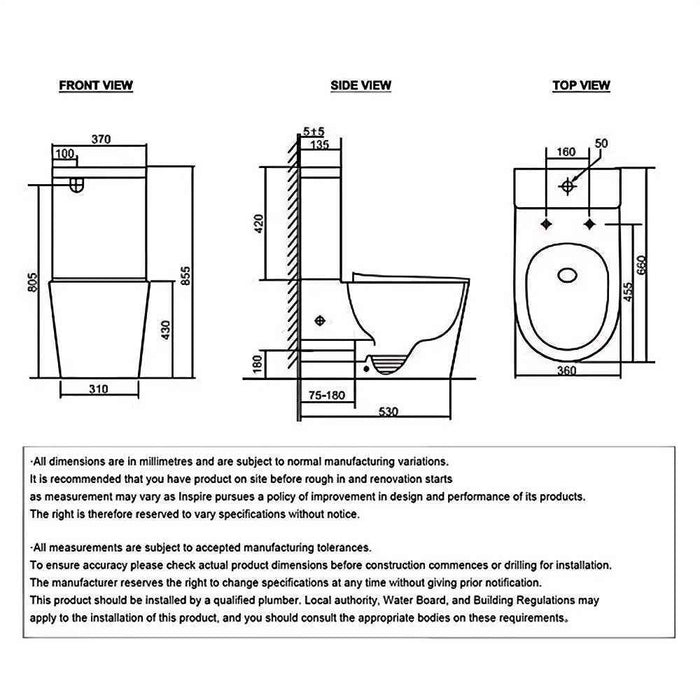660*370*855mm Inspire Radiant Tornado & Rimless Wellness Spa Smart Bidet Back To Wall Toilet Set