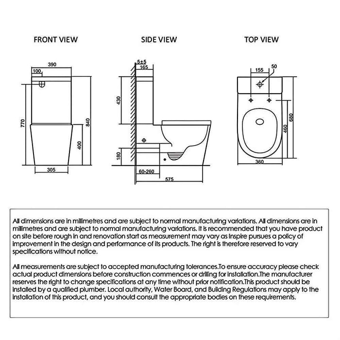 680*390*840mm Inspire Alzano Rimless Wellness Spa Smart Bidet Back To Wall Toilet Set
