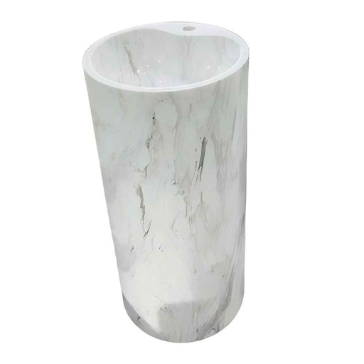 400*850mm Sunny Tile Aiax Drama White Marble Round Freestanding Basin