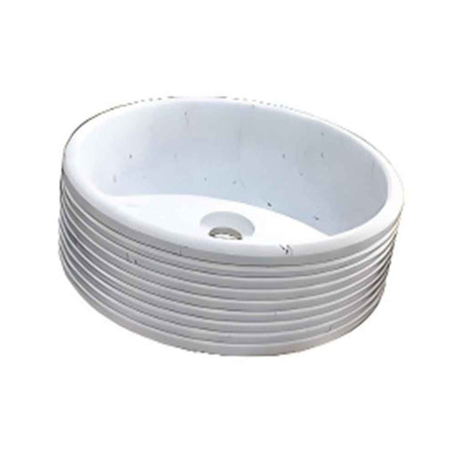 420*135mm Sunny Tile Calacatta White Round Circular Fluted Above Counter Basin