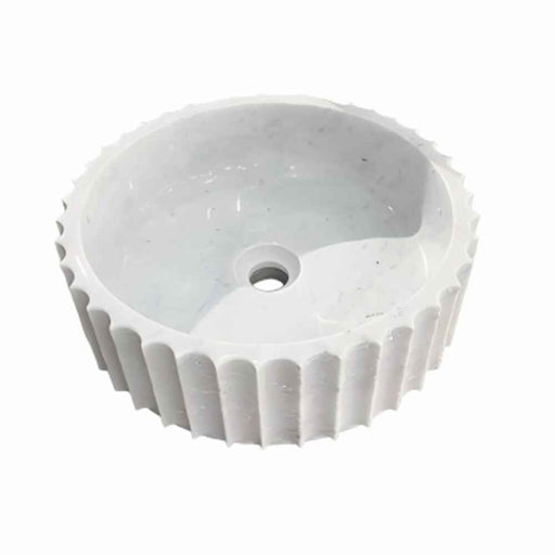 400*130mm Sunny Tile Calacatta White Round Vertical Fluted Above Counter Basin