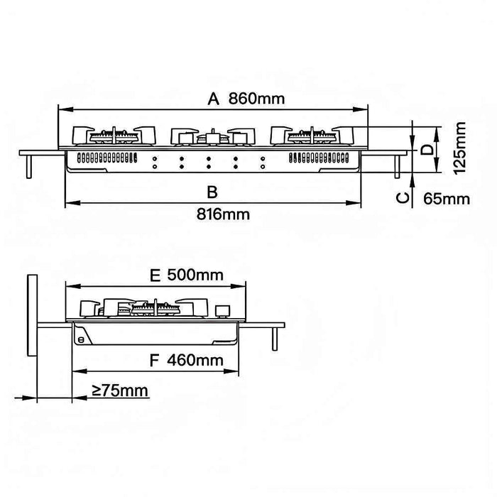 860mm Fotile Matt Black 3 Burner Tempered Glass Super large Drip Pan Natural Gas Cooktop