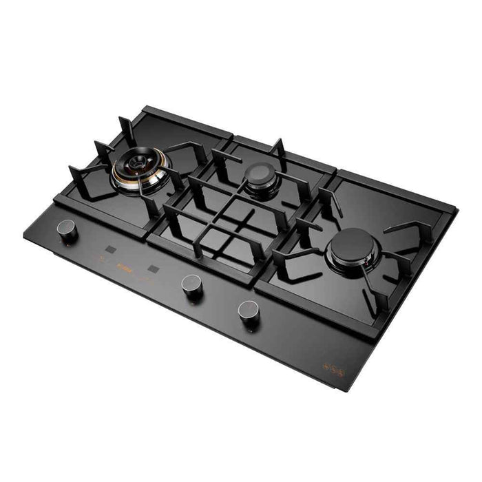 900mm Fotile Matt Gray 3 Burner 23MJ/h Intelligent Timing Tempered Glass Cooktop
