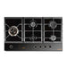 900mm Fotile Matt Black 5 Burner 23MJ/h Intelligent Timing Tempered Glass Gas Cooktop